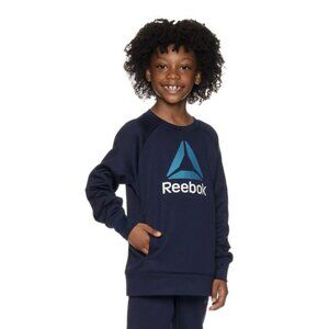 Reebok Sweatshirt Boy's Small‎ (6/7) Blue Essential Fleece Pullover Crewneck NEW
